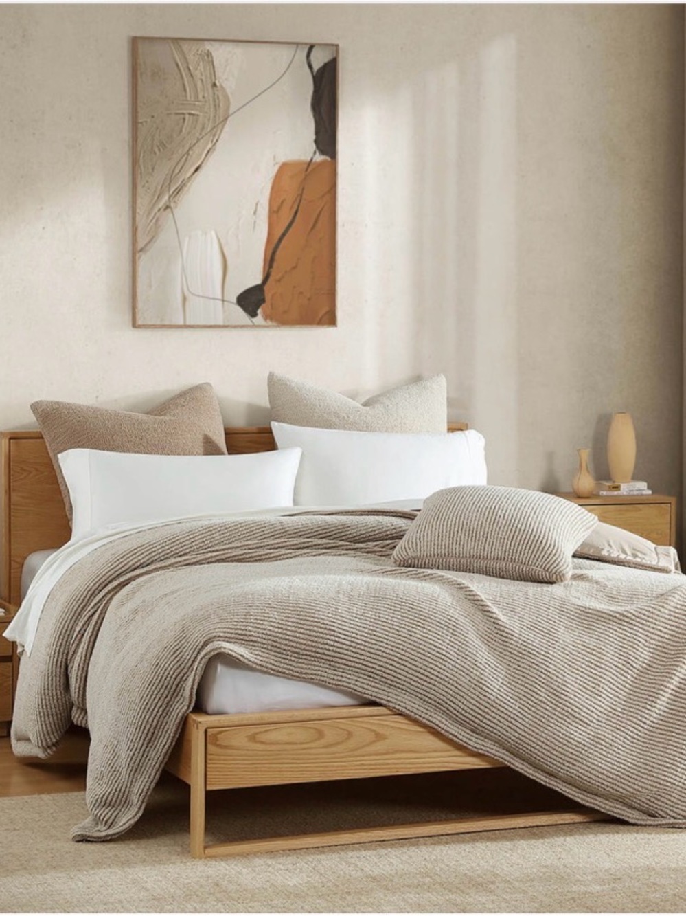 Sunday Citizen Snug Ribbed Duvet Cover, King Size, Biscotti & Sahara Tan